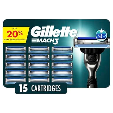 Gillette Mach3 Razor Blades for Men, 3-Blade Razor Refills, 15 Count