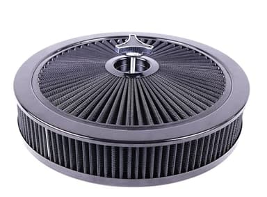 JGhyperX Round 14"x3" Air Cleaner Filter Assembly Kit Compatible with GMC Chevy Ford Chryler Dodge V8 Black 5-1/8" Carb Neck w/Flow-Thru Lid High Flow Chrome 4330ABK