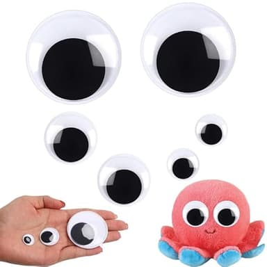 6 Pieces Googly Wiggle Eyes, PETKNOWS Google Eyes Self Adhesive Googlie Craft Wiggle Eyes (0.6Inch 1 Inch 2 Inches)