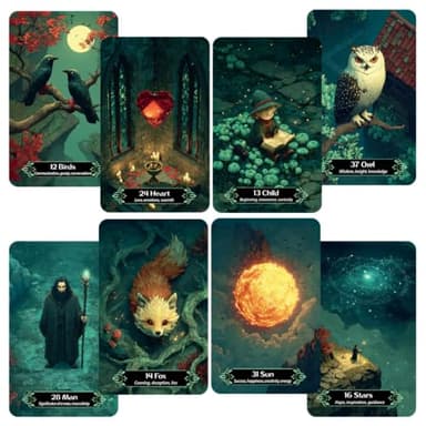 CRAFTERIAN Emerald Night Oracle Deck – 36 Lenormand Cards with 14 Bonus Cards, Emerald Foil Edges, Fantasy Oracle Artwork, Premium Cardstock, Gift Box