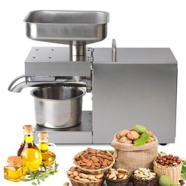 Commercial Automatic Oil Press Machine, 600W/110V Electric Cold/Hot Oil Machine, All Stainless Steel High Oil Extractor for Avocado Coconut Flax Peanut Castor Hemp Perilla Seed Canola Sesame
