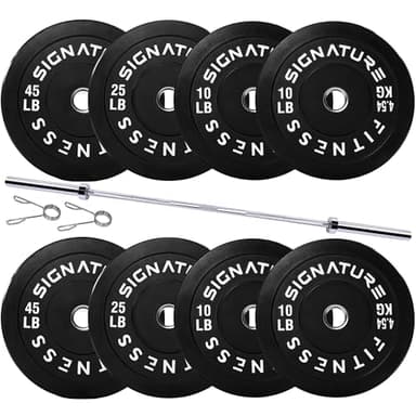 Fitvids 2-Inch Olympic Bumper Weight Plates Set Including 180 LB Weight Plates & 7FT Olympic Barbell Bar, Black