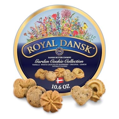 Royal Dansk Danish Butter Cookies, Garden Cookie Collection, Premium Assortment of Classic Butter Cookies in a Recyclable Tin, 10.6 oz