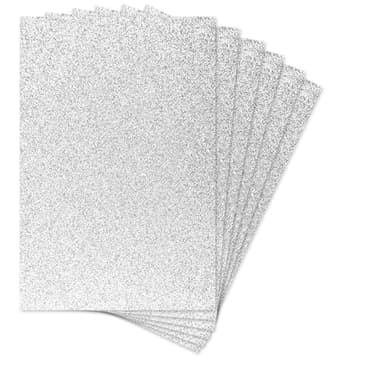 Iconikal Silver Glitter Cardstock, 24 Sheets, 8.5 x 11 Inches, No-Mess, Heavyweight Sparkle Paper for Crafts, Scrapbooking, Invitations & Party Decor