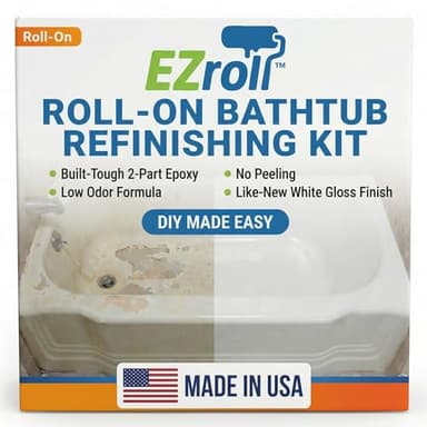 Bathtub Refinishing Kit, Tub and Tile Paint, White Low Odor Bath Paint, Long-Lasting Durable Tub Paint Kit for All Bathtubs, Tiles, Sinks and Showers, Easy Roll-On DIY Tub Coating, Made in USA