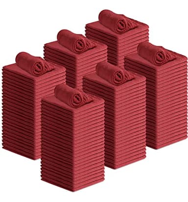 Avalon Towels Cotton Shop Rags – (Pack of 150) Size 12x14 Inches Cleaning Rags – Absorbent Shop Towels and Multipurpose Cleaning Towels for Automobiles, Industries, Garage and Homes (Red)