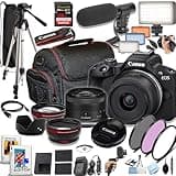 Canon EOS R50 24.2MP APS-C CMOS Sensor Mirrorless Camera with 18-45mm Lens, 128GB Extreme Speed Memory, Video Light, Microphone, Grip, Filters, Lenses, Case, Software, More, Black (Renewed)