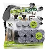 GorillaRisers CB251-8 Screw on Furniture Risers (8 Pack) Floor Protector Slider Legs Raise Chair or Table Height 1-1/4” to 1-1/2", Plastic & Felt Glide Combo, 1 Inch Round Chair Risers