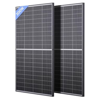 Callsun N-Type 16BB 400W Bifacial Solar Panel, 2Pcs 200 Watt Solar Panel 12V, 25% High Efficiency, Dual-module Parallel Anti-Shade Design, for RV Van Marine Home Rooftop Off-Grid Systems (2 Pack 200W)