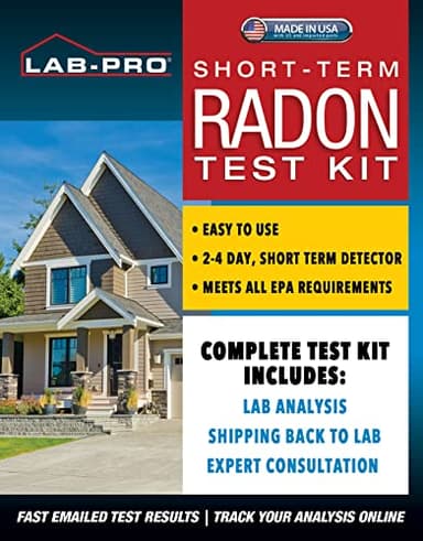 LABPRO Short-Term Radon Test Kit for Home, EPA Certified Radon Detection - Includes 1 Detector for Quick Radon Assessment - Lab Analysis & Return Mailer Included - Prompt & Dependable Radon Testing
