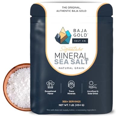 Baja Gold Mineral Sea Salt - Recommended by Gary Brecka - Organic Natural Grain Salt for Cooking & Baking | Authentic Baja Salt | Ideal for All Culinary Creations | 1 lb. Resealable Bag, 300+ Servings
