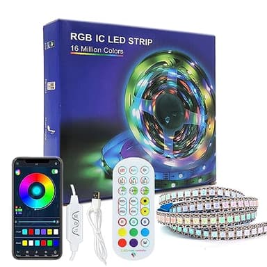 ADRESUNO WS2812B LED Strip Individually Addressable Light 144Pixels/m SMD 5050 RGB Pixel Strip DC5V, 3.2FT 144LED IP30, White PCB LED Strip with WS2812B Controller (USB)