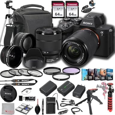Sony a7 IV Mirrorless Digital Camera 33MP w/ 28-70mmmm Lens ILCE-7M4K/B, 128GB Memory.43 Wide & 2X Lenses, Case. Tripod, Filters, Hood, Spare Battery & Charger, Software Kit -Deluxe Bundle
