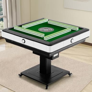 TREZHILU Chinese Mahjong Table Automatic,No Numbered Tiles,with 2 Sets of 42mm 144 Tiles,Automatic Mahjong Table Suitable for Home & Outdoor Leisure, Gifts for Chinese Players
