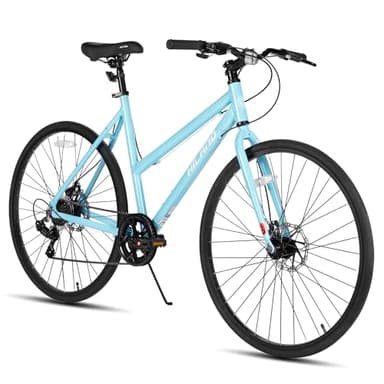 HILAND 700C Road Hybrid Bike, 7 speeds Bikes Urban City Commuter Bicycle with Disc Brake for Men Women Adult Comfortable Bicycle Blue