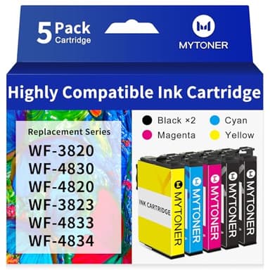 MYTONER Remanufactured Ink Cartridge Replacement for Epson 822XL 822 XL Ink Cartridges Combo Pack Use with Workforce Pro WF-3820 WF-4820 WF-4830 WF-3823 WF-4834 Printer (B/C/M/Y 5-Pack)
