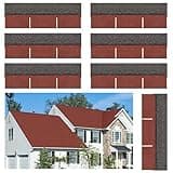 Maasechs 7 Pack Asphalt Roof Shingles for Home 39 "x13 Double Layer 3-tab Roofing Shingles Tile Repairing Self Adhesive Shed Decor for Outdoor Garage Pet House Cover 12.8 Square Feet(Grey, Red)