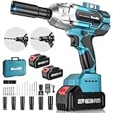Seesii Cordless Impact Wrench 1/2 inch, Brushless Impact Gun Max Torque 479 Ft-lbs(650Nm), 3300RPM w/ 2x 4.0 Battery, 6 Sockets,9 Drill,6 Screws, High Torque Power Impact Driver for Car Home, WH700