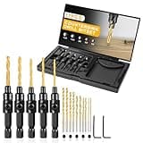 Countersink Drill Bit Set, 17PCS High Speed Steel Countersink Drill Bit for Wood, #5, #6, #8, #10, #12, Super Wear Resistant Countersink Bit, Countersink Drill Bit Set for Wood.