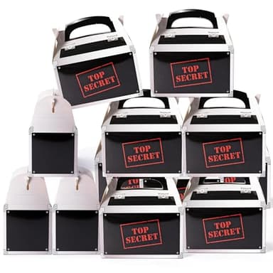 ArianQicult Top Secret Spy Party Favor Boxes - 12Pcs Secret Agent Candy Gift Boxes, Murder Mystery Spy Themed Party Decorations for Kids Escape Room Agent Themed Events Supplies Birthday Gift