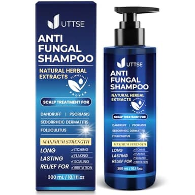 Uttse Anti-Fungal Shampoo for Scalp Psoriasis: Dandruff Shampoo for Folliculitis and Seborrheic Dermatitis - Relieves Itchy & Dry Scalp - 300 mL / 10.1 fl.oz