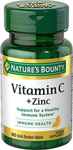 Nature's Bounty Vitamin C + Zinc, Vitamin Supplement, Supports Immune Health, 60 mg, 60 Tablets