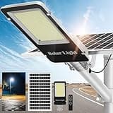 OKPRO 6000W Solar Street Lights Outdoor - 6500K Solar Lights Outdoor Waterproof Dusk to Dawn, High Brightness Street Lights Solar Powered with Remote Control for Yard, Parking lot and Garage
