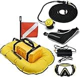 GOYOJO Scuba Dive System 3 Hours Rechargeable Scuba Diving Tank with 10m Hose & Diving Breathing Regulator Detachable Scuba Machine, for Recreational Diving & Fishing (Yellow, Q3-3H)