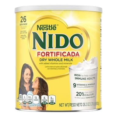 NIDO Fortificada Powdered Drink Mix - Dry Whole Milk Powder with Vitamins and Minerals Canister