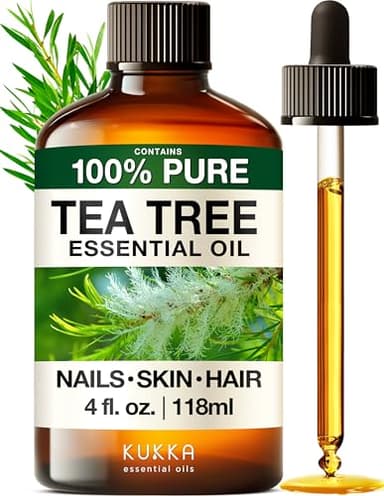 KUKKA Tea Tree Essential Oils - 4 Fl Oz - for Hair, Skin, Diffuser, Aromatherapy & DIY Soap Making Scent