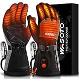 Heated Gloves for Men Women 7.4V Battery 22.2WH Rechargeable Heated Ski Gloves Touchscreen Waterproof Electric Heated Fishing Gloves for Winter Outdoor Work Skiing Hiking Camping Raynaud Riding(L)