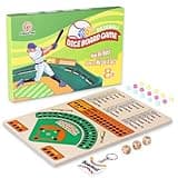 Jioustoy Baseball Board Game, Wooden Baseball Dice Game with Marbles, Baseball Travel Game and Indoor Table Game for Camping Family Gatherings, Baseball Gift for Teens Adults (Colourful Style)