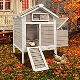Ketive Chicken Coop Chicken House Outdoor with Removable Trays, Wooden Rabbit Hutch Poultry Cage with Nesting Box, Indoor Hen House Chicken Cage with Ramp for Garden Backyard (32"L x 23.6"W x 36.6"H)
