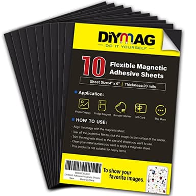 DIYMAG Magnetic Adhesive Sheets, 4 x 6 10 Pack Photo Mat Cuttable Magnets Flexible Magnet Sheet for Crafts Photos Classroom Decorations Easy Peel and Stickers for Planning and Organization ﻿