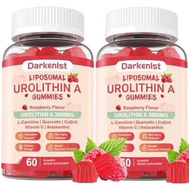 2 Pack Liposomal 3000mg Urolithin A Gummies Complex CoQ10, Resveratrol, L-Carnitine, Quercetin, Astaxanthin | 7-in-1 Mitochondrial Support Supplement for Cellular Support, Vitality & Wellness Aging