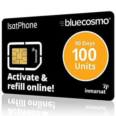 BlueCosmo IsatPhone 100 Unit Global Prepaid Satellite Phone Service SIM Card - 90 Day Expiry - No Activation Fees - Voice & SMS Text Messaging