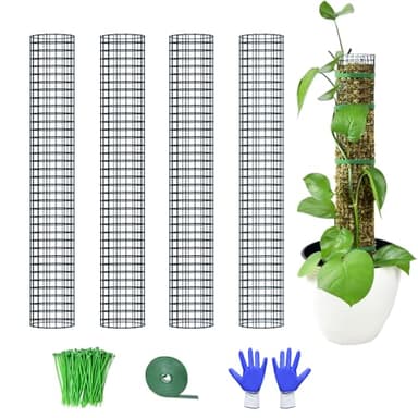 HOLANHING 4 Pack Metal Moss Pole, 24" Moss Poles for Plants Monstera, Stackable Sphagnum Moss Pole for Plants Work with Sphagnum Moss(4 Pack 24")