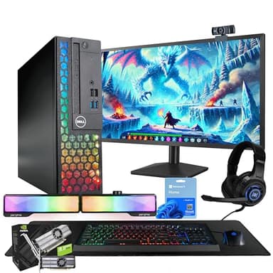 Dell RGB Light Gaming PC Bundle (Renewed) | Intel Core i5 | 16GB RAM | 500GB SSD | NVIDIA GT 1030 2GB | Windows 11 Pro | 24” FHD Monitor | RGB Soundbar, Keyboard, Mouse & Headphones | (Renewed)