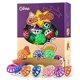 CHIWAVA 45PCS 1.6'' Cat Toy Ball with Bell Plastic Lattice Jingles Balls Kitten Chasing Pounce Rattle Toy Assorted Color