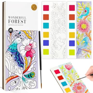 JCREN Watercolor Painting Books, Pocket Watercolor Painting Coloring Kit, Paint with Water Bookmarks Travel Activity Party Favors for Kids Toddlers Gifts for Boys and Girls