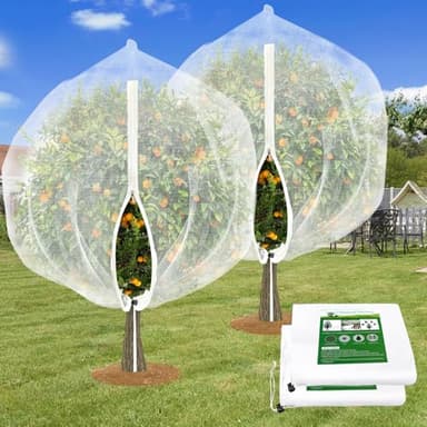 2PCS Large Fruit Tree Netting with Drawstring and Zipper, 8 * 8FT Garden Netting for Garden Protection, Insect Bird Netting for Fruit Trees, Protection from Anti Birds, Bugs,Cicadas, Insects
