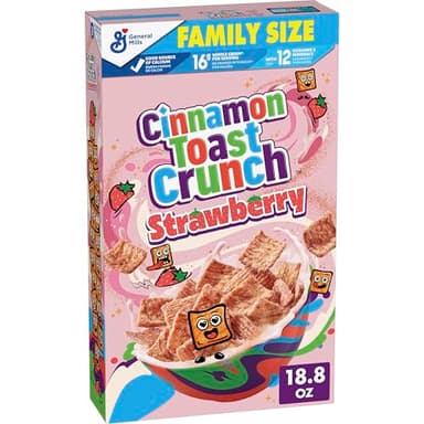 Cinnamon Toast Crunch Breakfast Cereal, Crispy Strawberry Cereal, Family Size, 18.8 oz