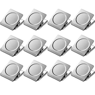 Magnetic Clips 1.5 inch, 12 Pack Heavy Duty Magnet Metal Clips for Hanging, Strong Magnet Clip for Whiteboard, Fridge, Classroom, Refrigerator