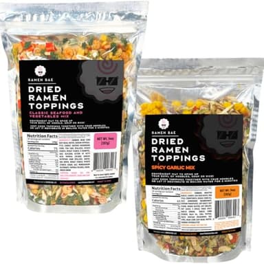 2-Pack - The Ramen Bae - Classic Seafood Vegetables and Spicy Garlic Mix, Dried Ramen Toppings