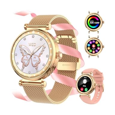 Smart Watch for Women, HD AMOLED Display Fitness Tracker Bluetooth Make/Answer Call, 1.19" Watches with 110+ Sports Modes/Heart Rate/Sleep Monitor/SpO2, Smartwatch IP68 Waterproof for Android iOS