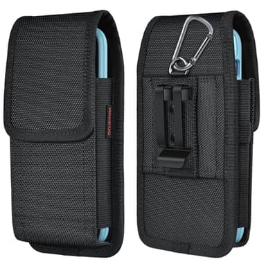 ACCKUO Phone Holster for Belt with Metal Clip and Magnetic Closure Compatible with iPhone 17/16/15/14/13/12 Pro and Non-Pro, Galaxy S26 S25 S24 S23 S22 for Everyday Protection, M-Black