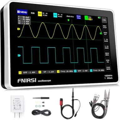 FNIRSI 1013D Plus Oscilloscope - Portable Handheld Tablet Oscilloscope with 100X High Voltage Probe, 2 Channels 100Mhz Bandwidth 1GSa/s Sampling Rate 7" TFT LCD Touch Screen