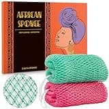 African Net Sponge Authentic - 2 Pieces Real African Exfoliating Sponge with Knots - Afro Back Scrub Net for Body Exfoliator - Bath Loofah Washcloth for Shower Essentials