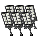 Wattake Solar Lights Outdoor 6000K -200W LED Solar Street Light Motion Sensor 15000LM Solar Parking Lot Light Dusk to Dawn Solar Powered Lamp Waterproof Flood Light with Remote Control (6 Pack)
