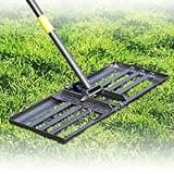 Large Lawn Leveling Rake - Heavy Duty 30"x10" Stainless Steel Leveler Plate,Reinforced Welds,28-72" Adjustable, Anti Flipping Smooth Edge,for Soil, Dirt,Ground,Golf,Yard Top Dressing,Landscaping